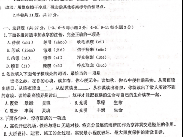 2020年天津滨海新区中考模拟语文试卷